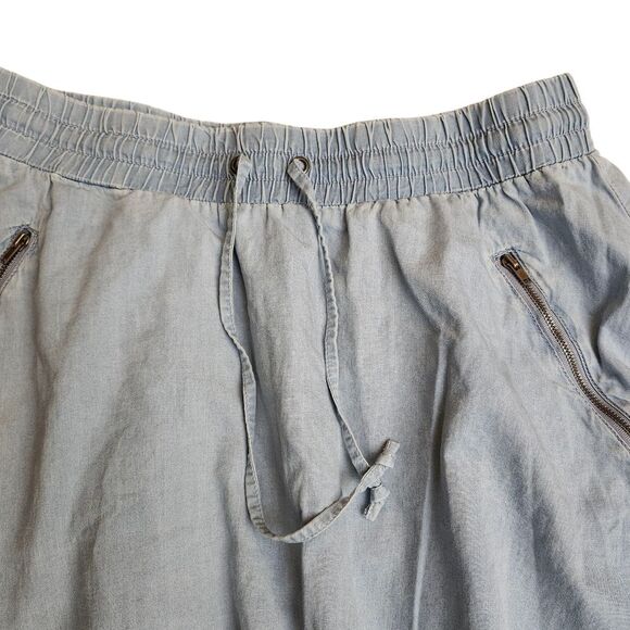 Fabletics Light Blue Chambray Denim Skirt with Drawstring Sz Lg - Picture 4 of 6